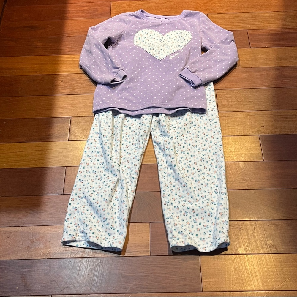 Carter's Lavender and White Heart Pajama Set